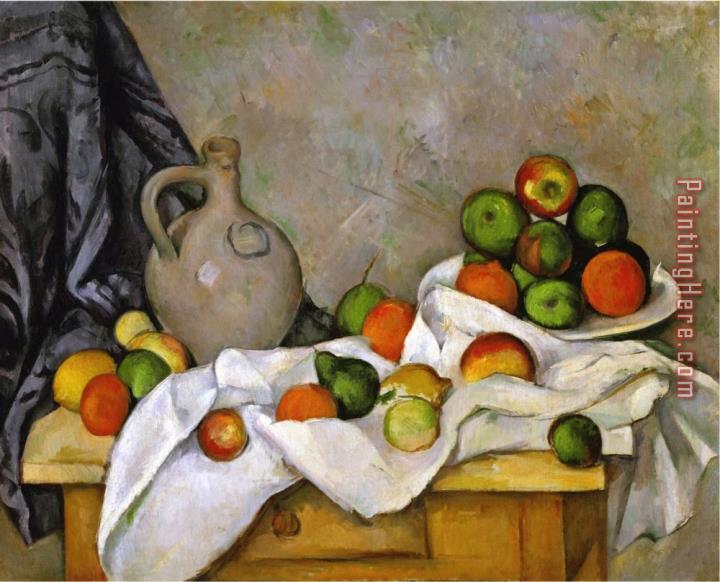 Paul Cezanne Curtain Jug And Bowl of Fruit 1893 1894